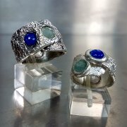 zilveren ring lapis lazuli aquamarijn